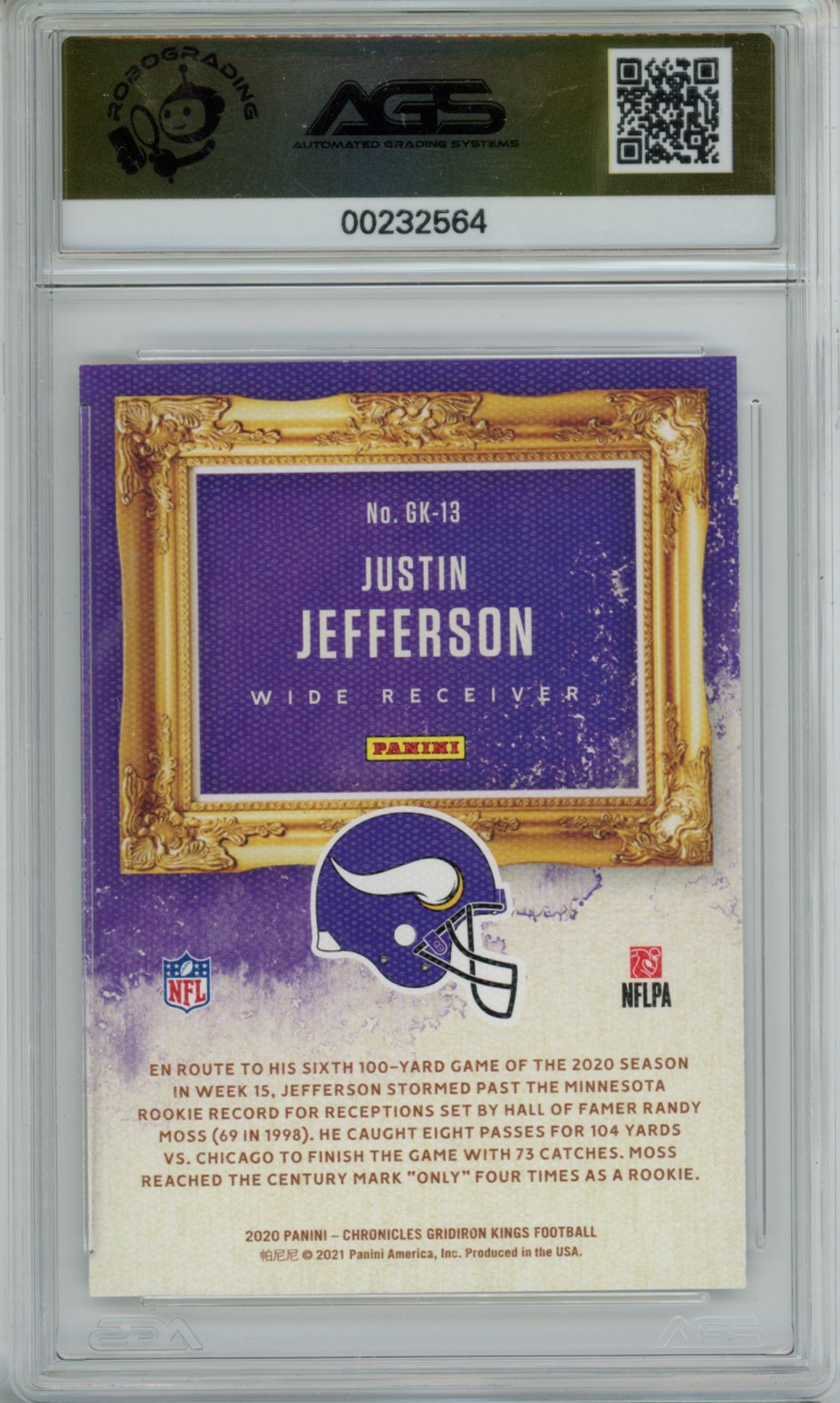 2021 Football 2020 Panini Chronicles Justin Jefferson #GK-13 Blue AGS 10