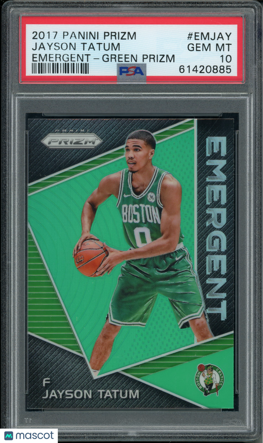 2017 Panini Prizm Jayson Tatum #EMJAY Emergent Green PSA 10