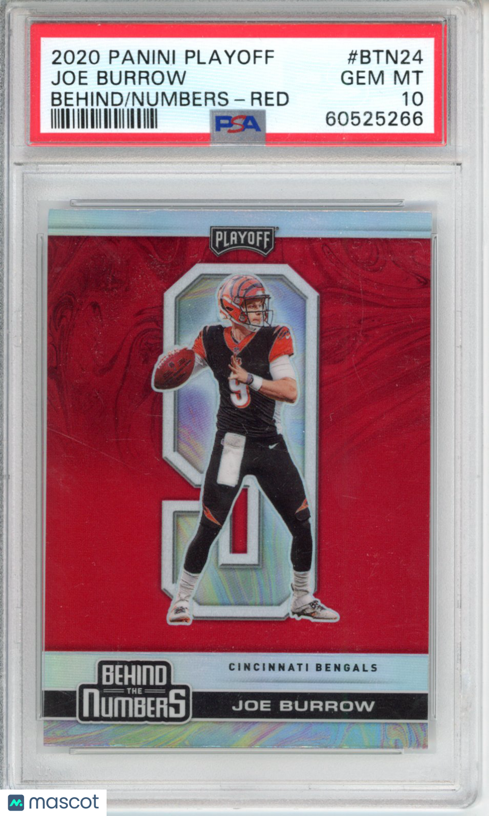 2020 Panini Playoff Behind The Numbers Joe Burrow #BTN24 Red PSA 10