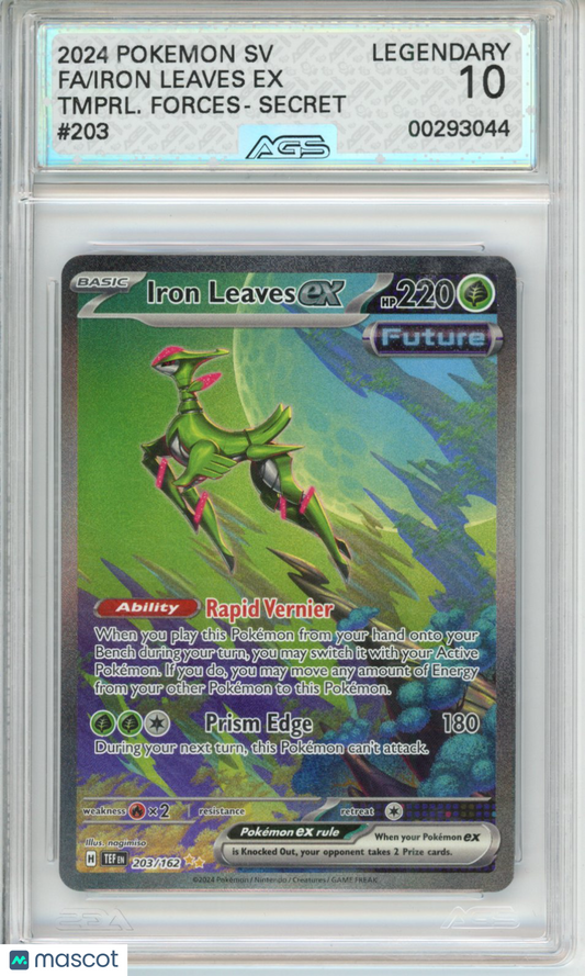 2024 Pokemon Temporal Forces Iron Leaves EX #203 SECRET AGS 10