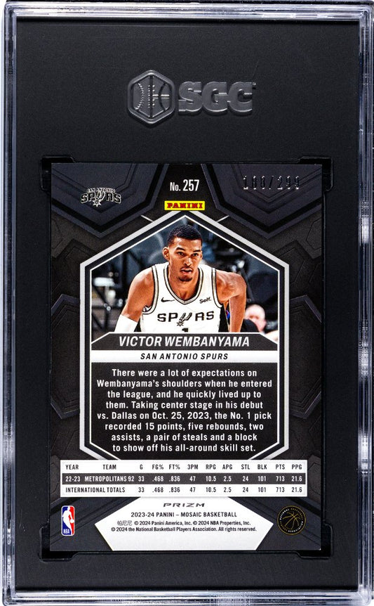 2023 Panini Mosaic Basketball Victor Wembanyama #257 Red Seismic English SGC 9.5