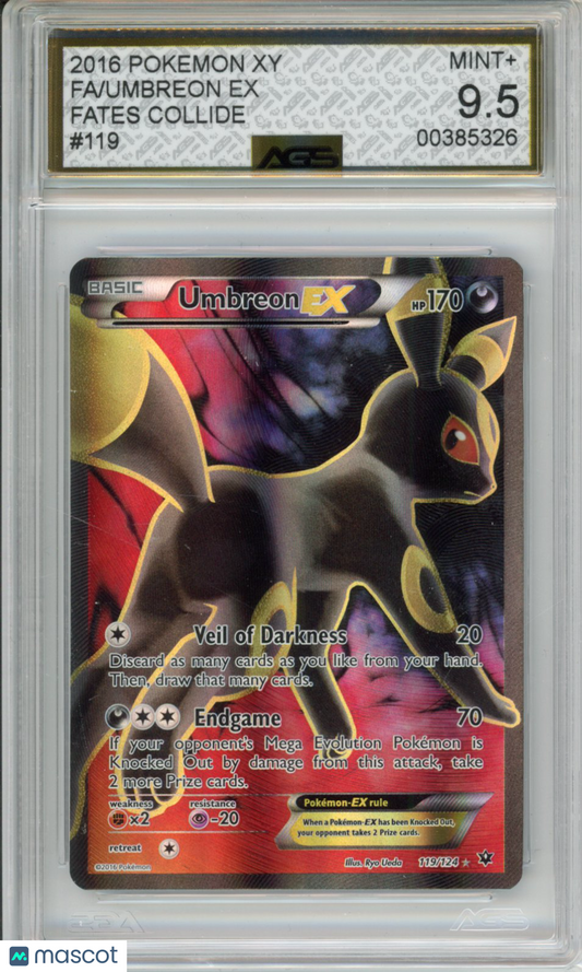 2016 Pokemon Fates Collide Umbreon EX #119 Unlimited AGS 9.5