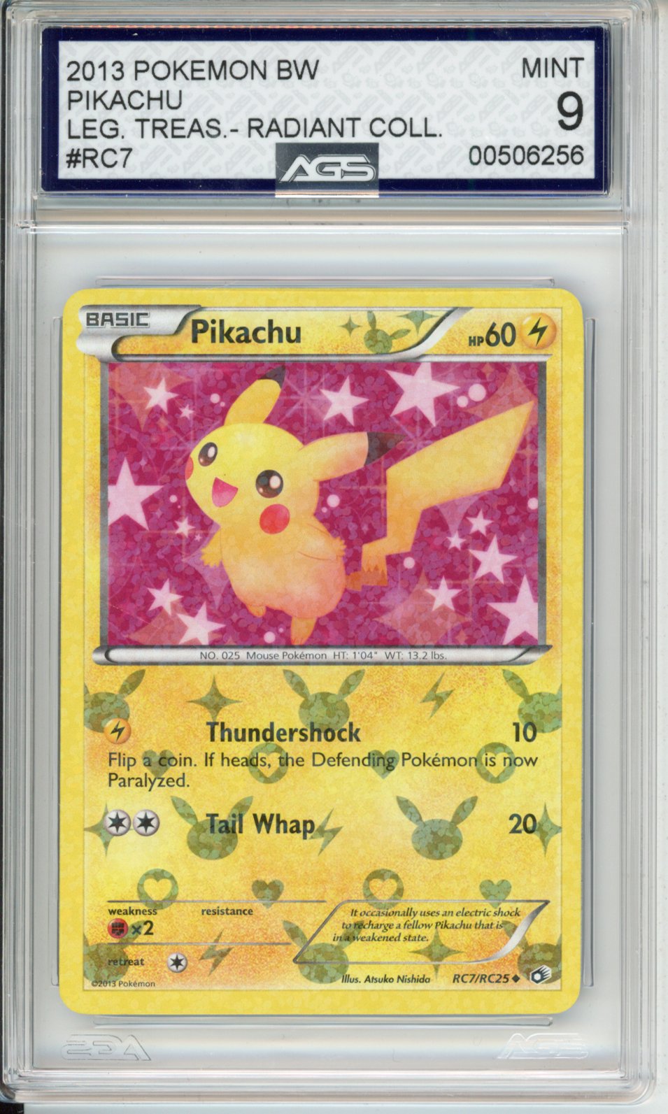 2013 Black & White Series Radiant Collection Pikachu #7 English AGS 9
