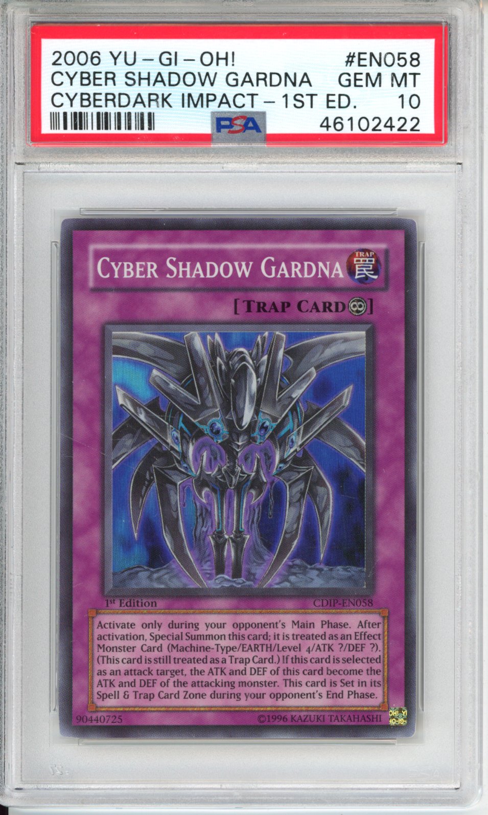 2006 Yu-Gi-Oh! Cyberdark Impact Cyber Shadow Gardna #CDIP-EN058 1st Edition English PSA 10