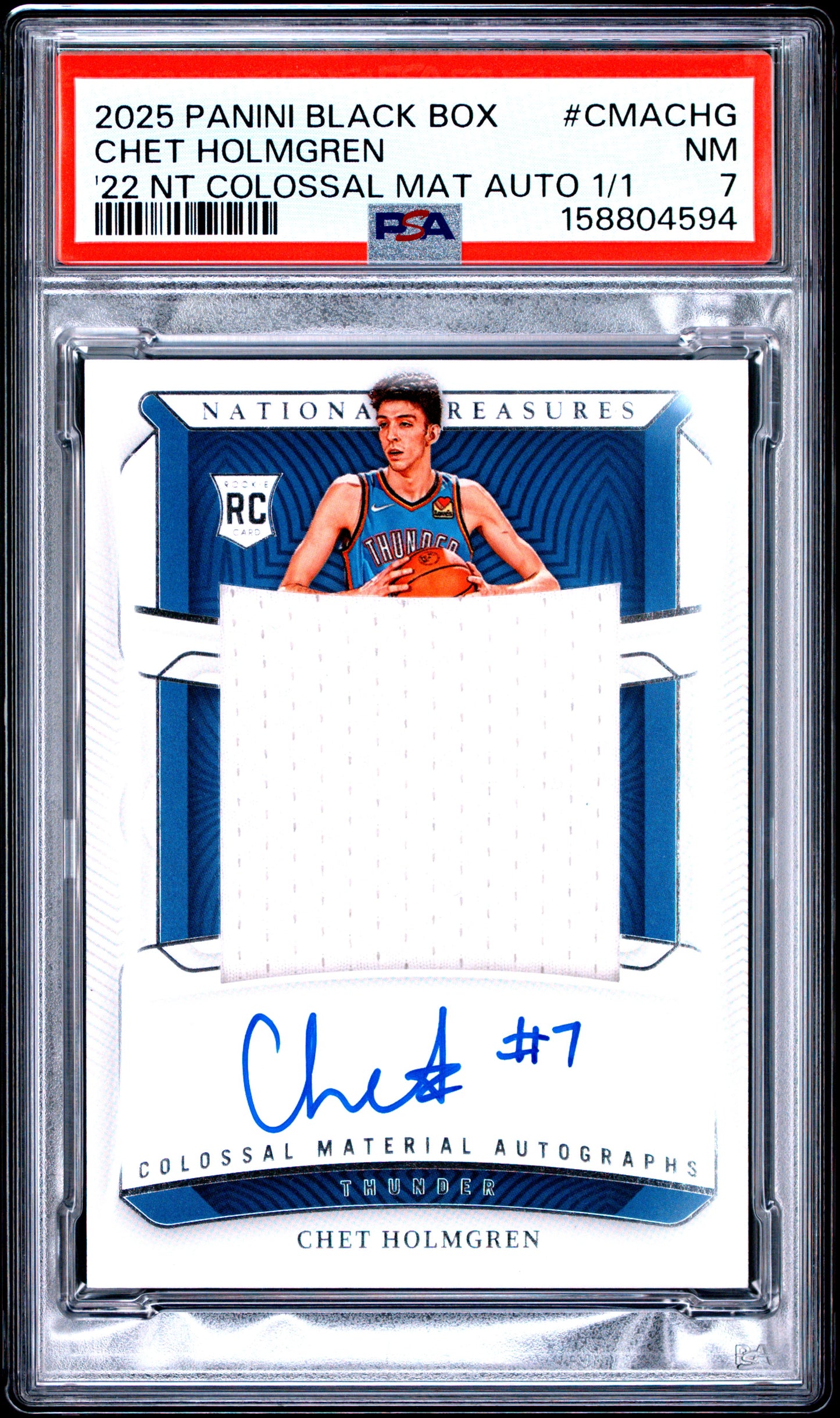 2025 unknown Panini Black Box Chet Holmgren 2022 National Treasures Colossal Material Autographs 1/1 CMACHG English PSA 7