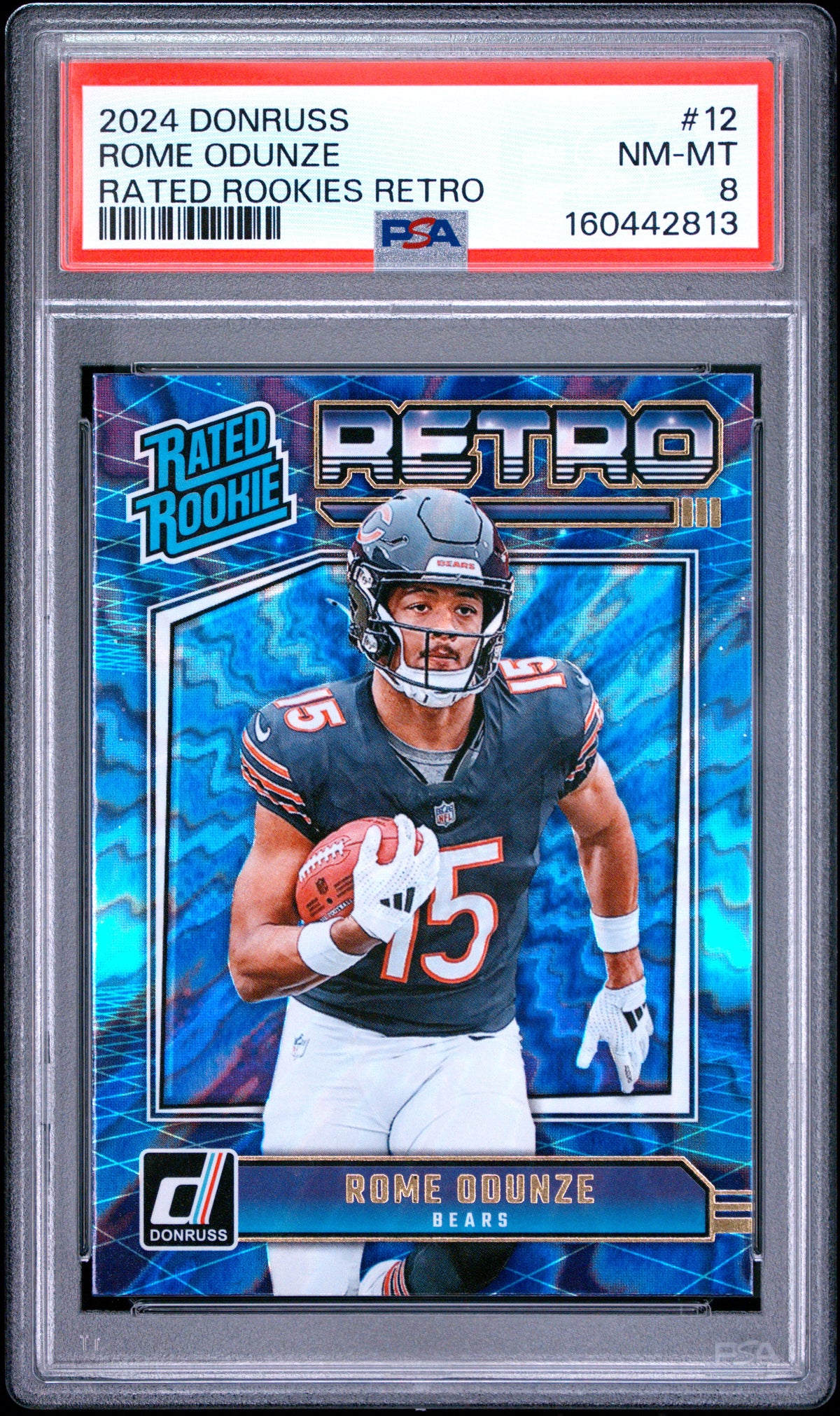 2024 Panini Donruss Football Rome Odunze #12 Donruss Rated Rookies Retro English PSA 8