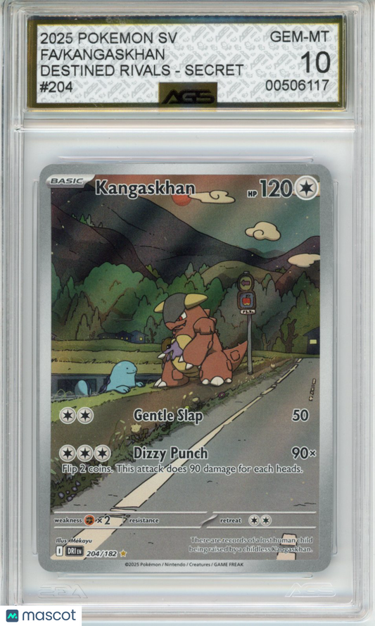 2025 Pokemon Destined Rivals Kangaskhan #204 AGS 10