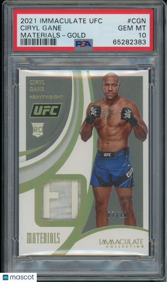 2021 Panini Immaculate Collection UFC Ciryl Gane #CGN Materials Gold PSA 10