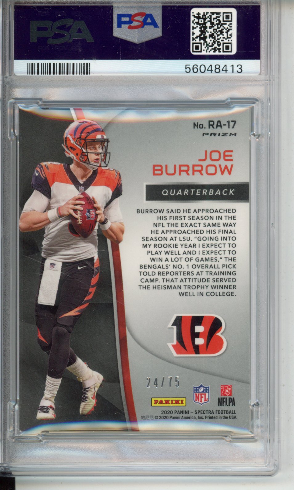 2020 Panini Spectra Rookie Aura Joe Burrow #RA17 PSA 9