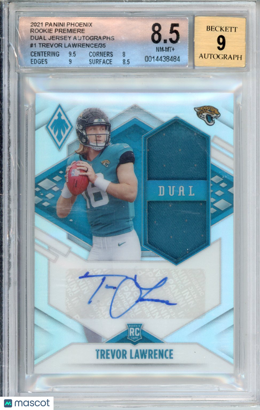 2021 Panini Phoenix Rookie Jersey Autographs Trevor Lawrence #1 BGS 8.5 Auto 9