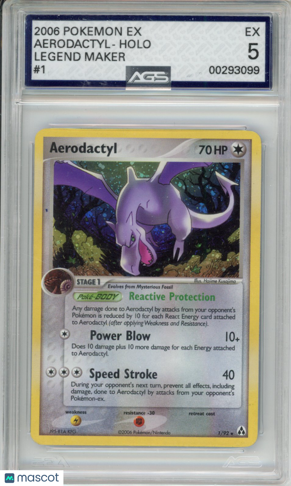 2006 Pokemon EX Legend Maker Aerodactyl #001 Unlimited AGS 5