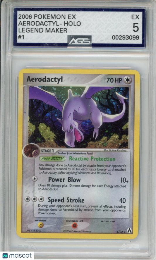 2006 Pokemon EX Legend Maker Aerodactyl #001 Unlimited AGS 5
