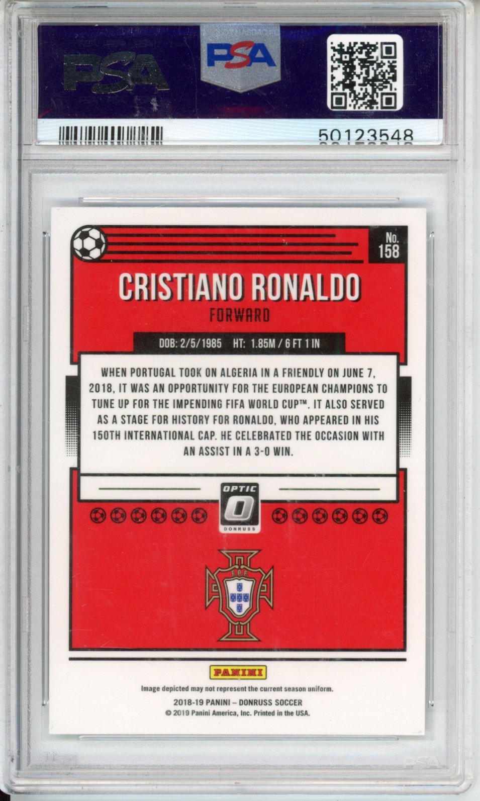 2018 Panini Donruss Cristiano Ronaldo #158 Optic PSA 10