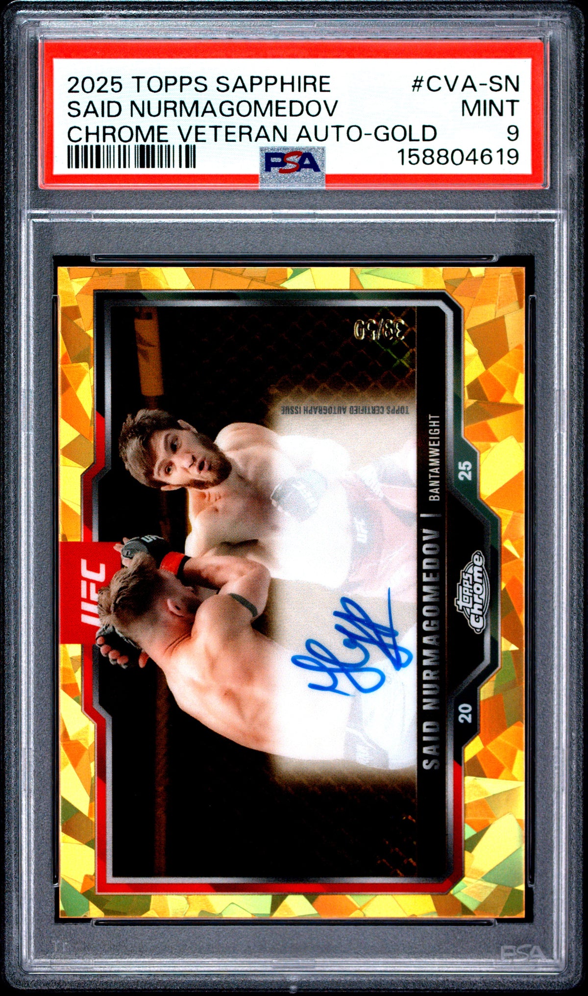2025 Topps Chrome Sapphire UFC Chrome Veteran Autographs Said Nurmagomedov Gold CVA-SN English PSA 9