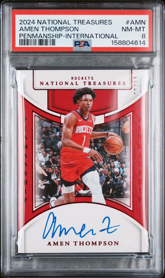 2024 Panini National Treasures Amen Thompson #AMN Penmanship PSA 8