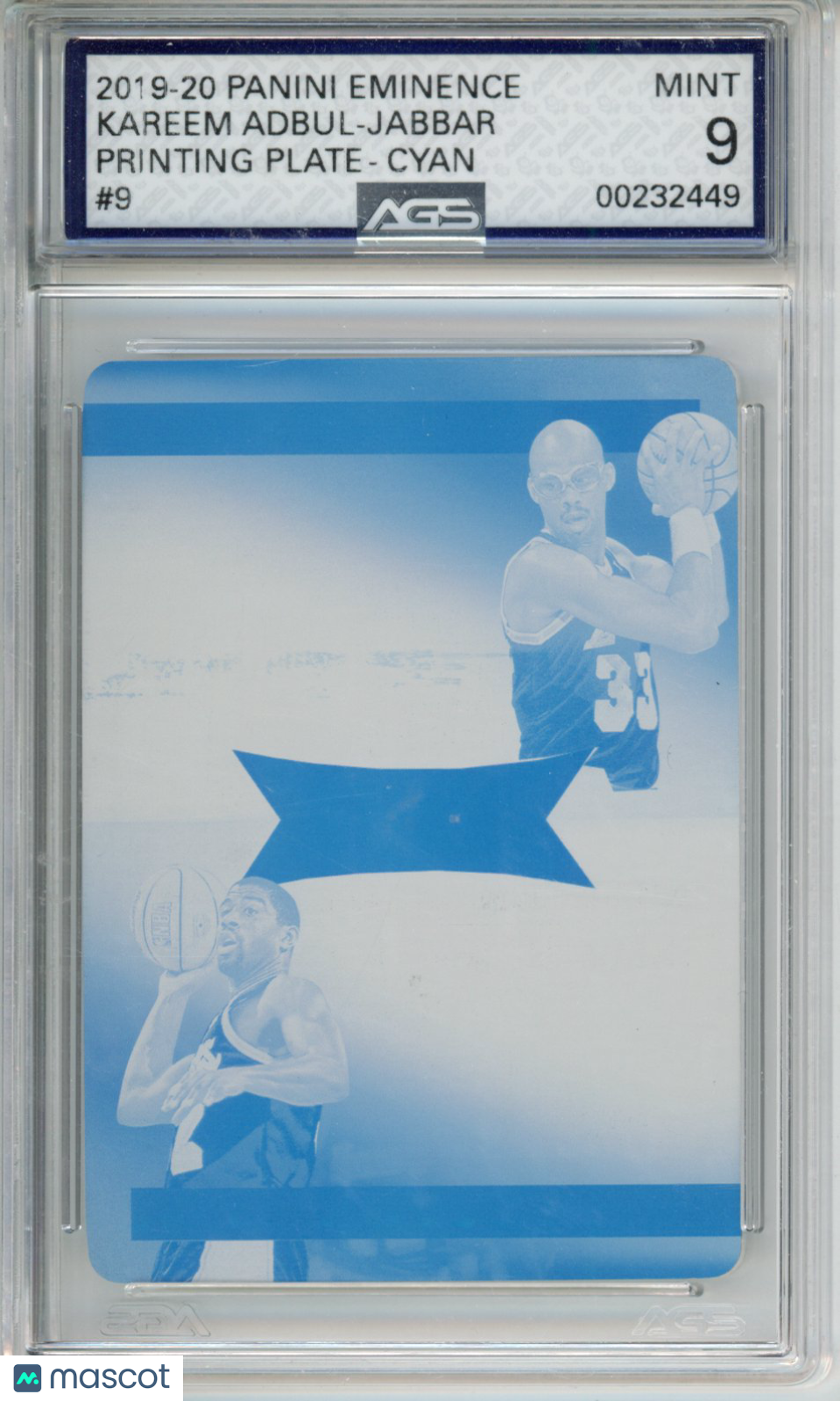 2019-20 Panini Eminence KAREEM ADBUL-JABBAR #009 PRINTING PLATE - CYAN AGS 9