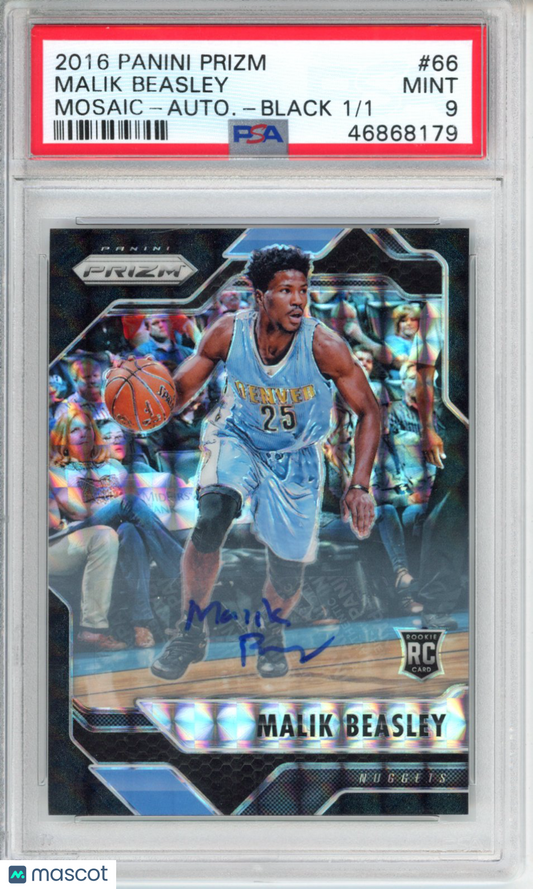 2016 Panini Prizm Mosaic Malik Beasley #66 Autograph Black PSA 9