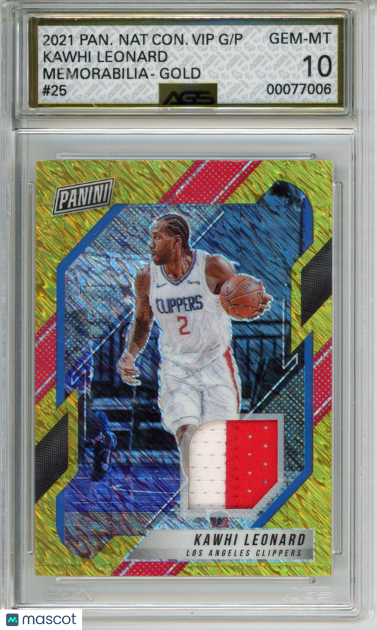2021 Panini National Convention VIP Kawhi Leonard #025 Gold /10 AGS 10