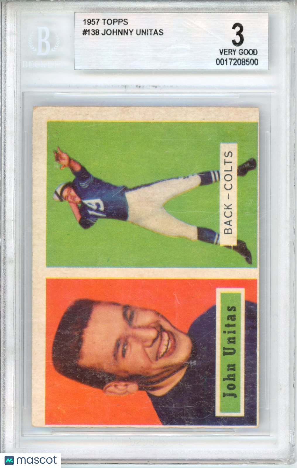 1957 Topps Johnny Unitas DP #138 BVG 3