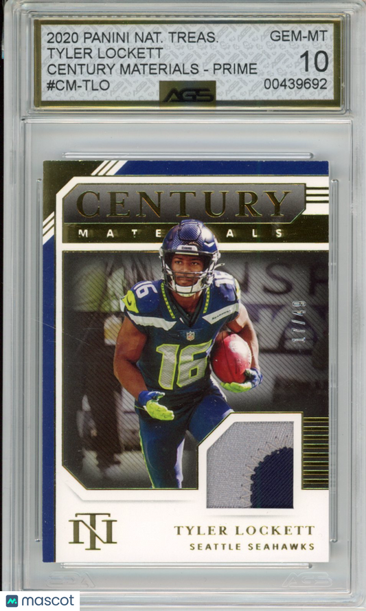 2020 Panini National Treasures Tyler Lockett #CM-TLO /49 AGS 10
