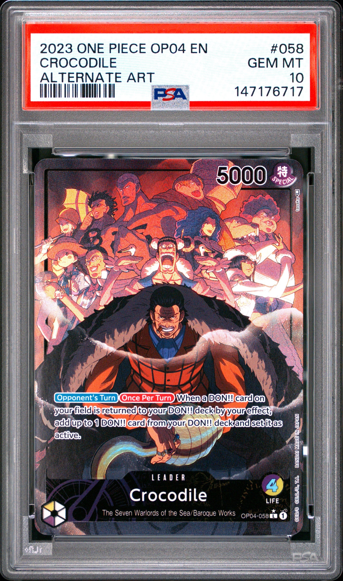 2023 One Piece Kingdoms of Intrigue Crocodile #OP04-058 Alternate Art English PSA 10