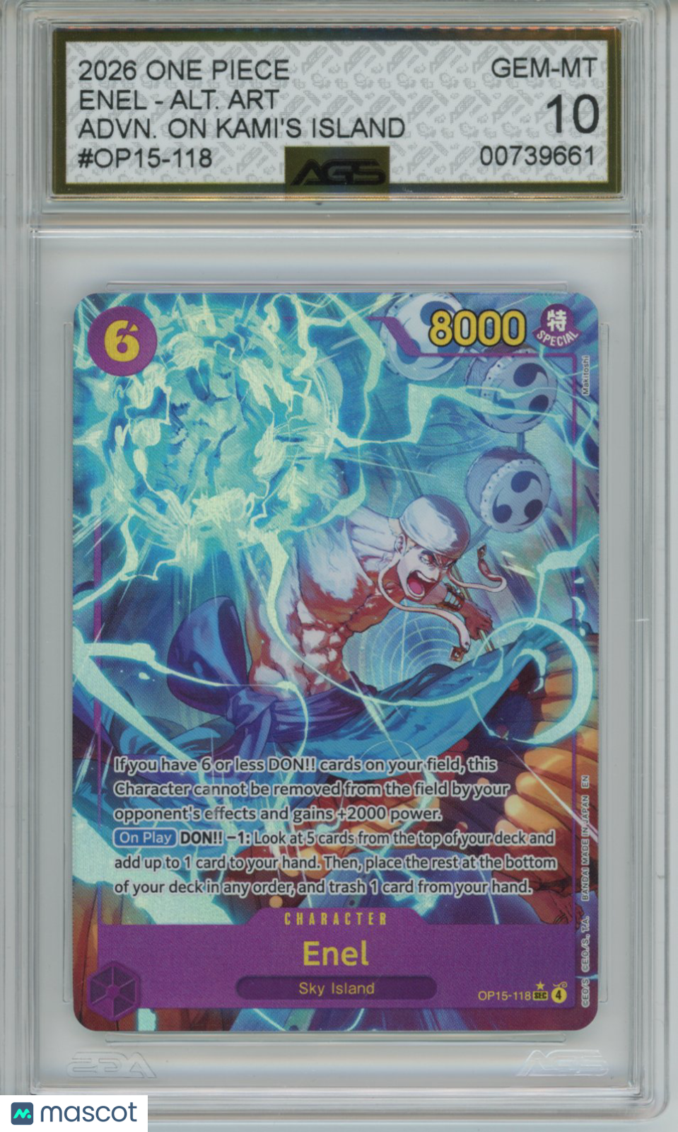 2026 One Piece ADVENTURE ON KAMI'S ISLAND ENEL OP15-118 SECRET AGS 10