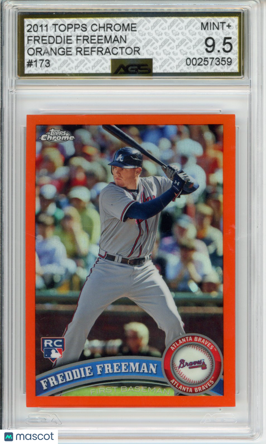 2011 Topps CHROME FREDDIE FREEMAN #173 Orange Refractor RC AGS 9.5
