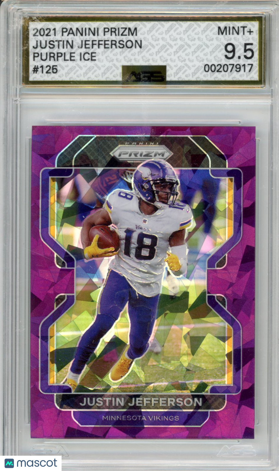 Panini 2021 Prizm Justin Jefferson #125 Purple Ice AGS 9.5