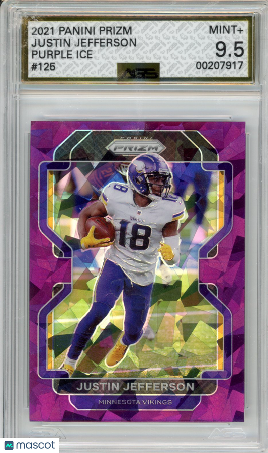 Panini 2021 Prizm Justin Jefferson #125 Purple Ice AGS 9.5
