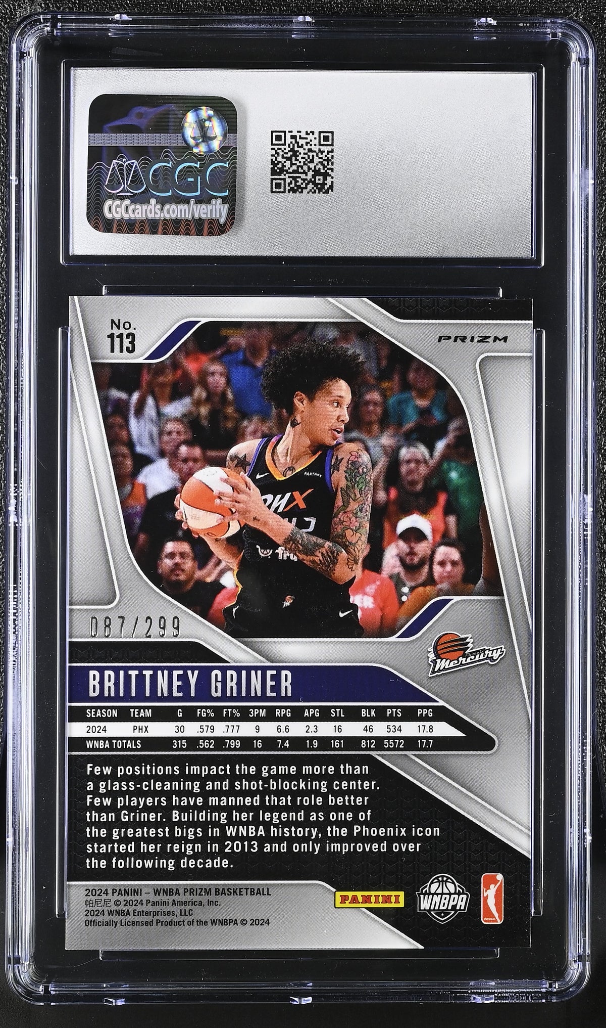 2024 Panini Prizm WNBA Basketball Brittney Griner #113 Red Pulsar English CGC 10