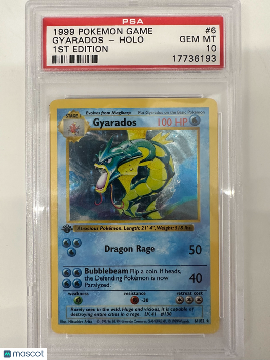 1999 Pokemon Base Set Gyarados #6 1ST Edition PSA 10