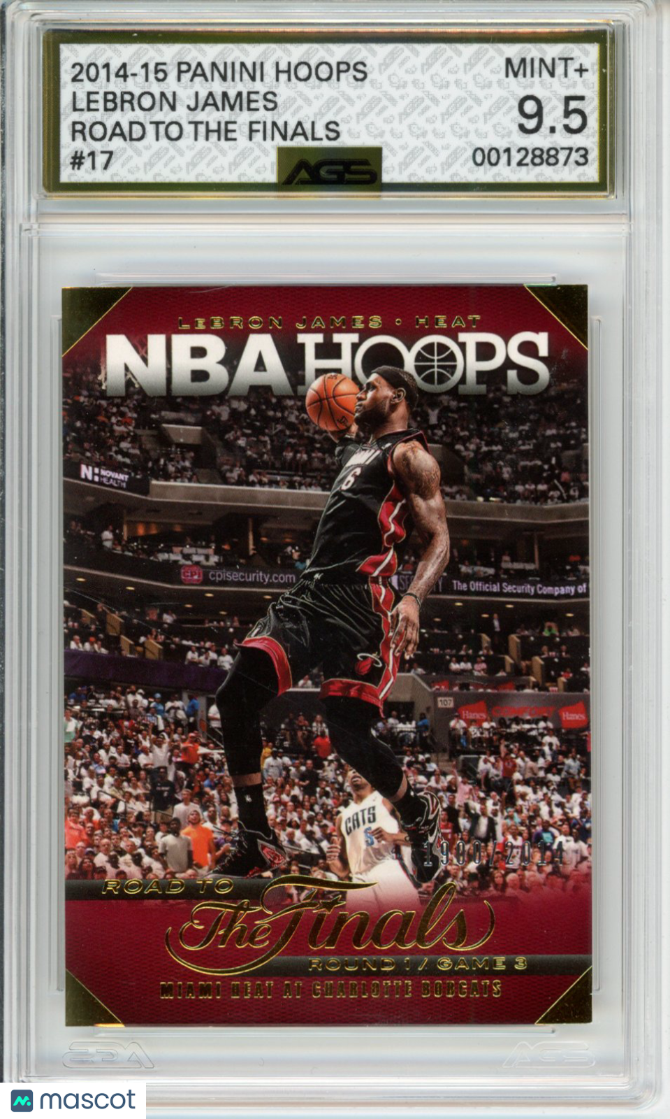 2015 Basketball 2014-15 Hoops LeBron James #017 Miami Heat AGS 9.5