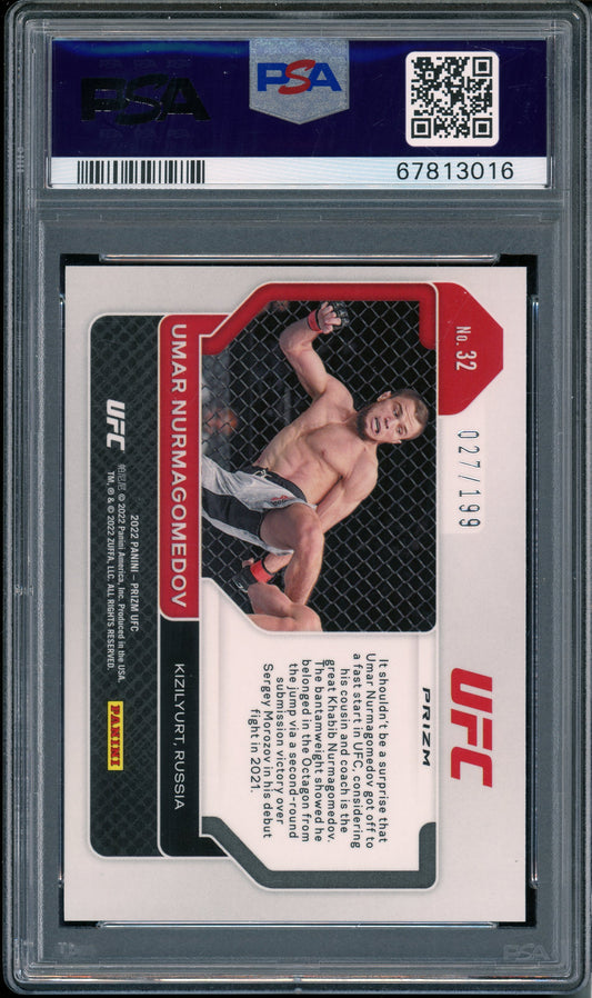 2022 Panini Prizm UFC Umar Nurmagomedov #32 Blue Prizm PSA 9