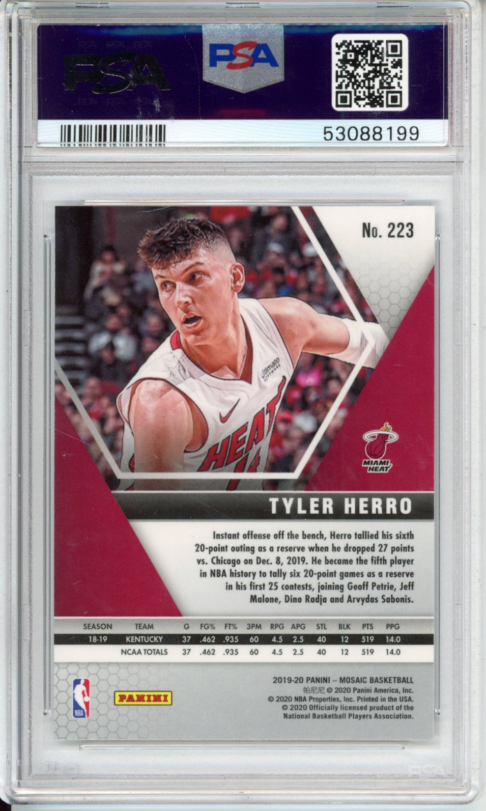 2019 Panini Mosaic Tyler Herro #223 PSA 9