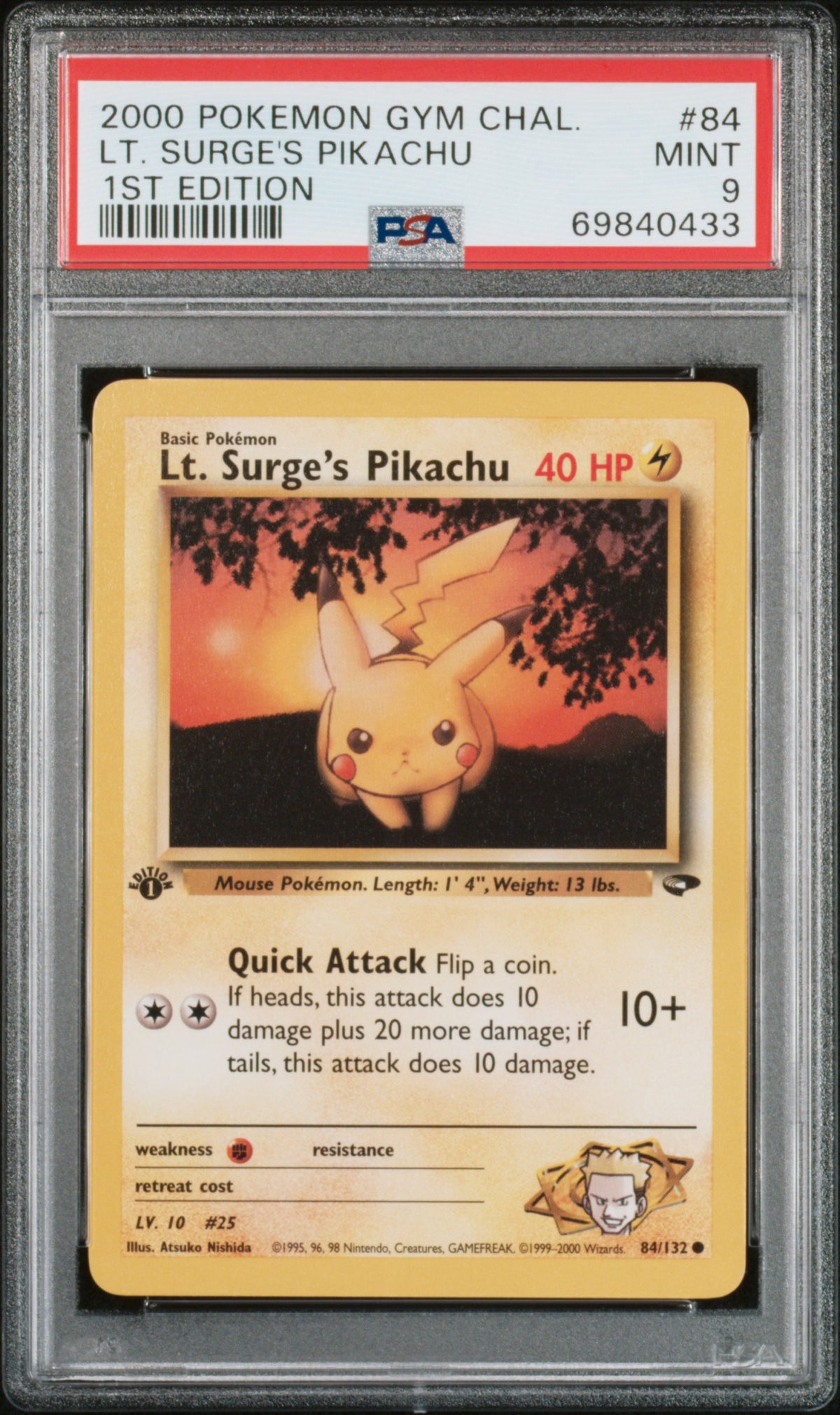 2000 Pokemon Gym Challenge LT. Surge's Pikachu #84 1st Edition English PSA 9