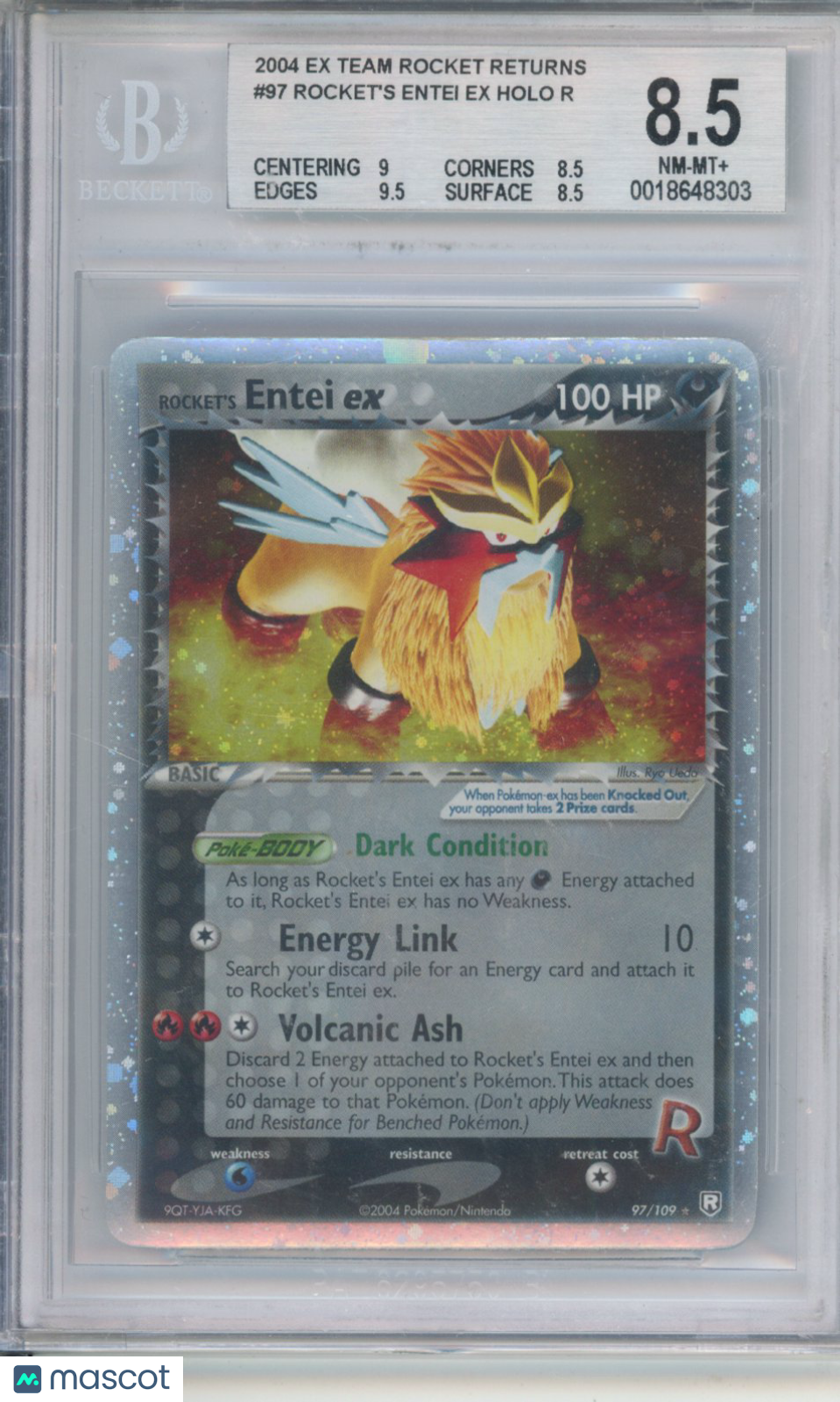 2004 Pokemon EX Team Rocket Returns Rocket's Entei EX HOLO R #97 BGS 8.5