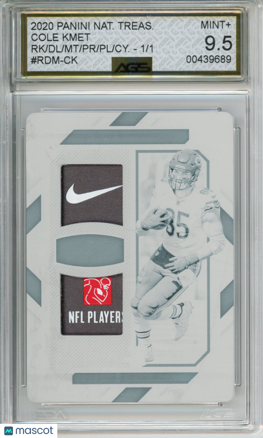 2020 Panini National Treasures Cole Kmet #RDM-CK 1/1 Printing Plate AGS 9.5