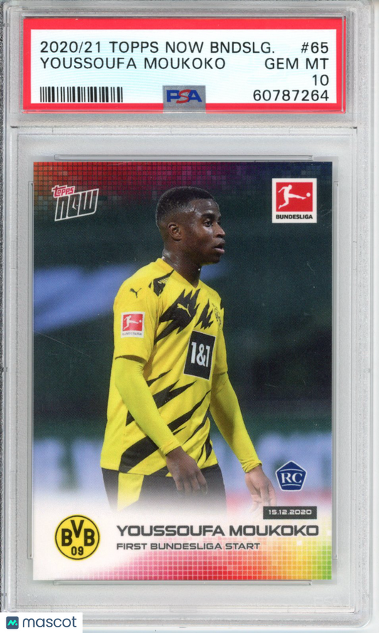 2020/21 Topps Now Bundesliga Youssoufa Moukoko #65 PSA 10