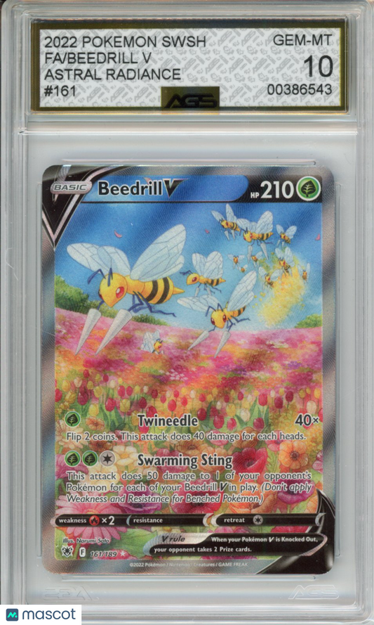 2022 Pokemon Astral Radiance Beedrill V #161 AGS 10