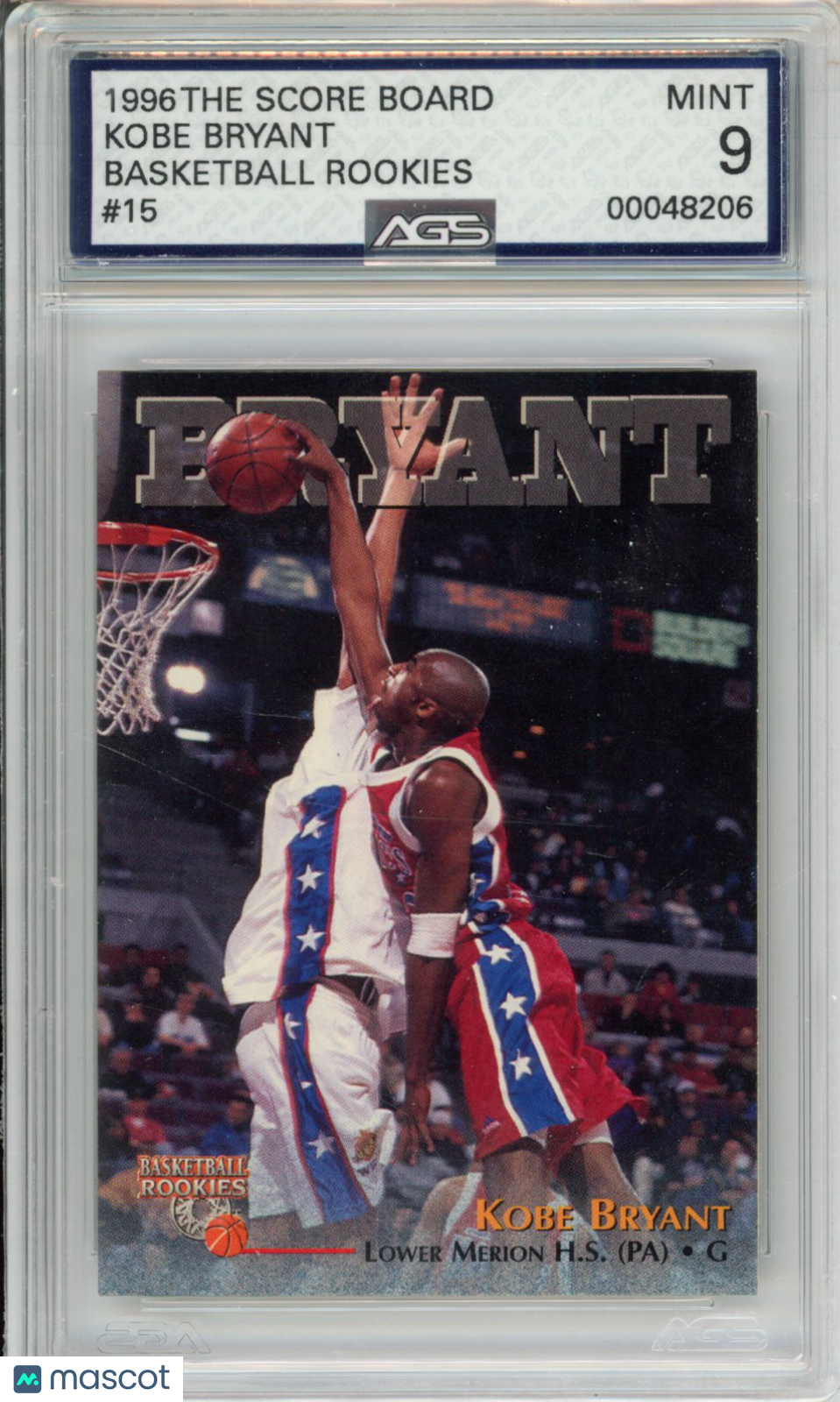 1996 Score Board Basketball Rookies Kobe Bryant #015 AGS 9