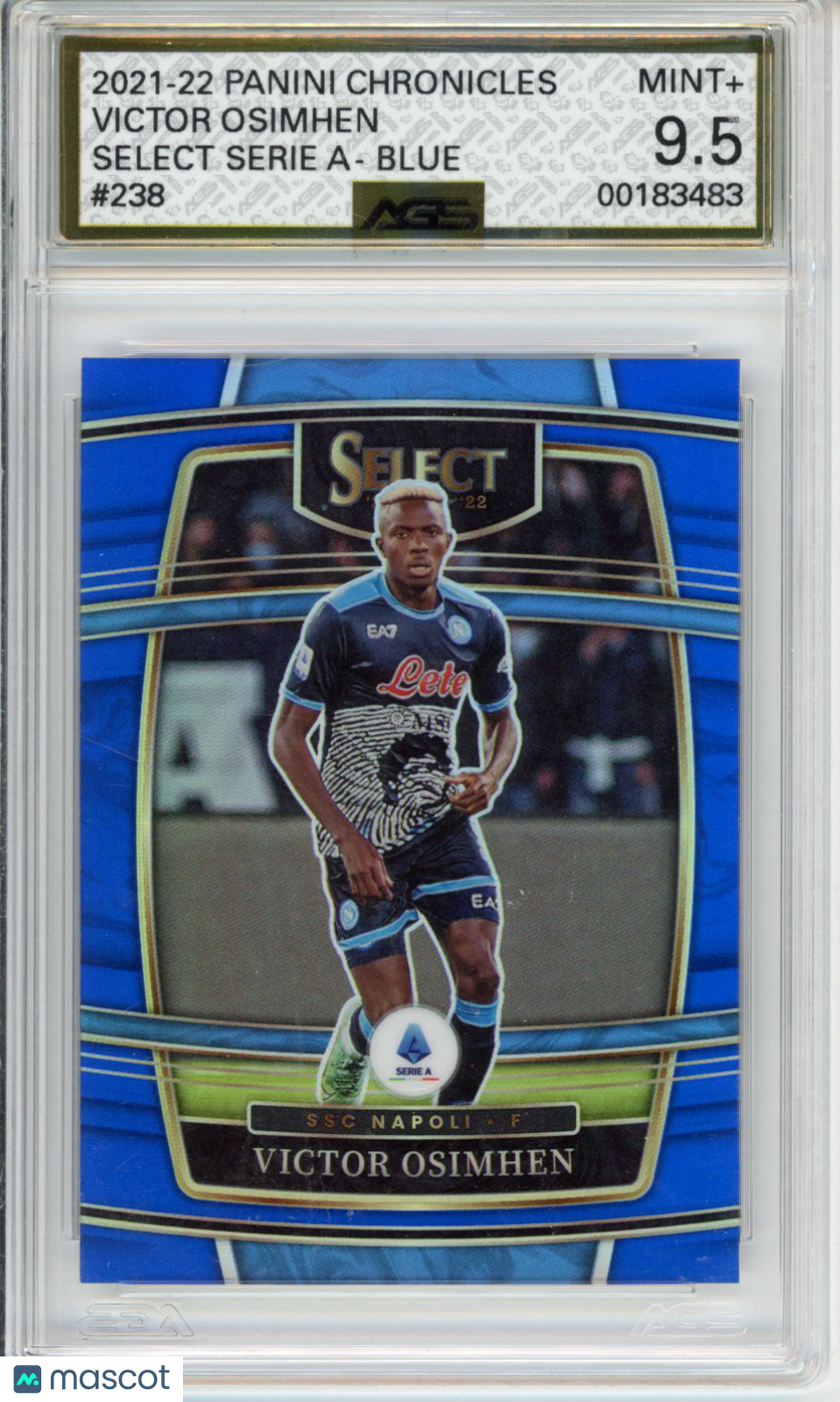 2022 Panini Chronicles VICTOR OSIMHEN #238 SELECT SERIE A - BLUE AGS 9.5