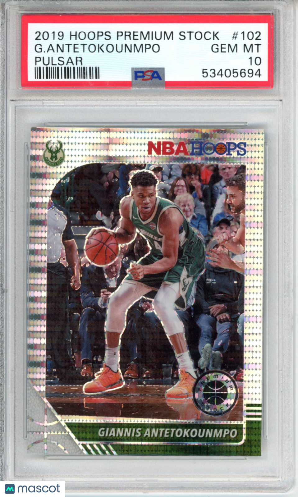 2019 Panini Hoops Premium Stock G. Antetokounmpo #102 Pulsar PSA 10