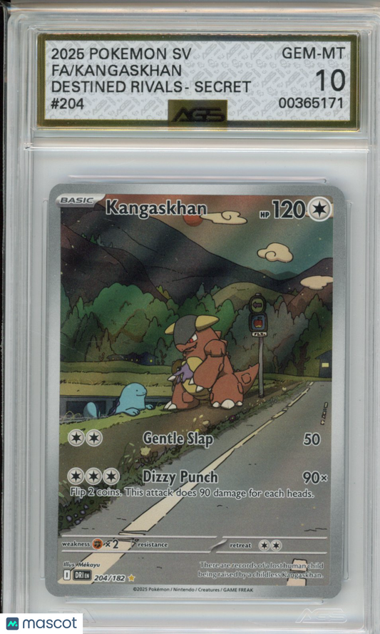 2025 Pokemon Destined Rivals Kangaskhan #204 AGS 10