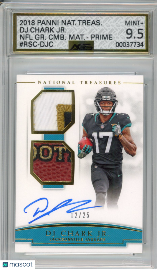 2019 Football 2018 Panini National Treasures DJ Chark Jr. #RSC-DJC AGS 9.5