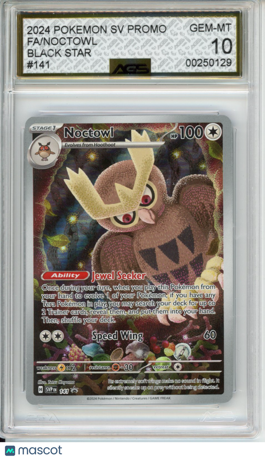 2024 Pokemon Scarlet & Violet Promos Noctowl #141 AGS 10