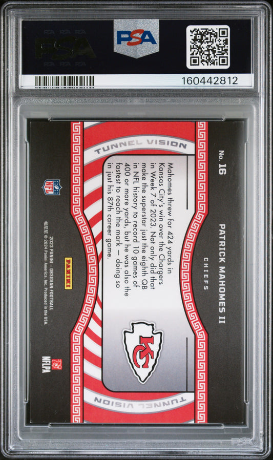 2023 Panini Obsidian Football Patrick Mahomes II #16 Asia Electric Etch Red Flood English PSA 8