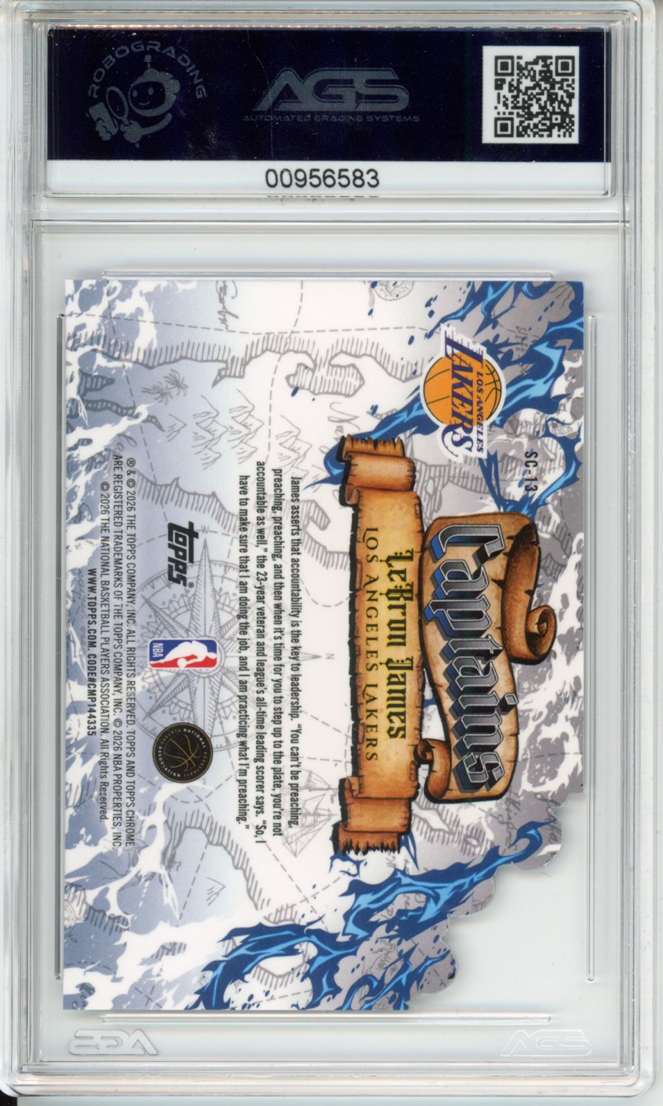 Topps 2025-26 CHROME UPDATE LEBRON JAMES #SC-13 CAPTAINS English AGS 9