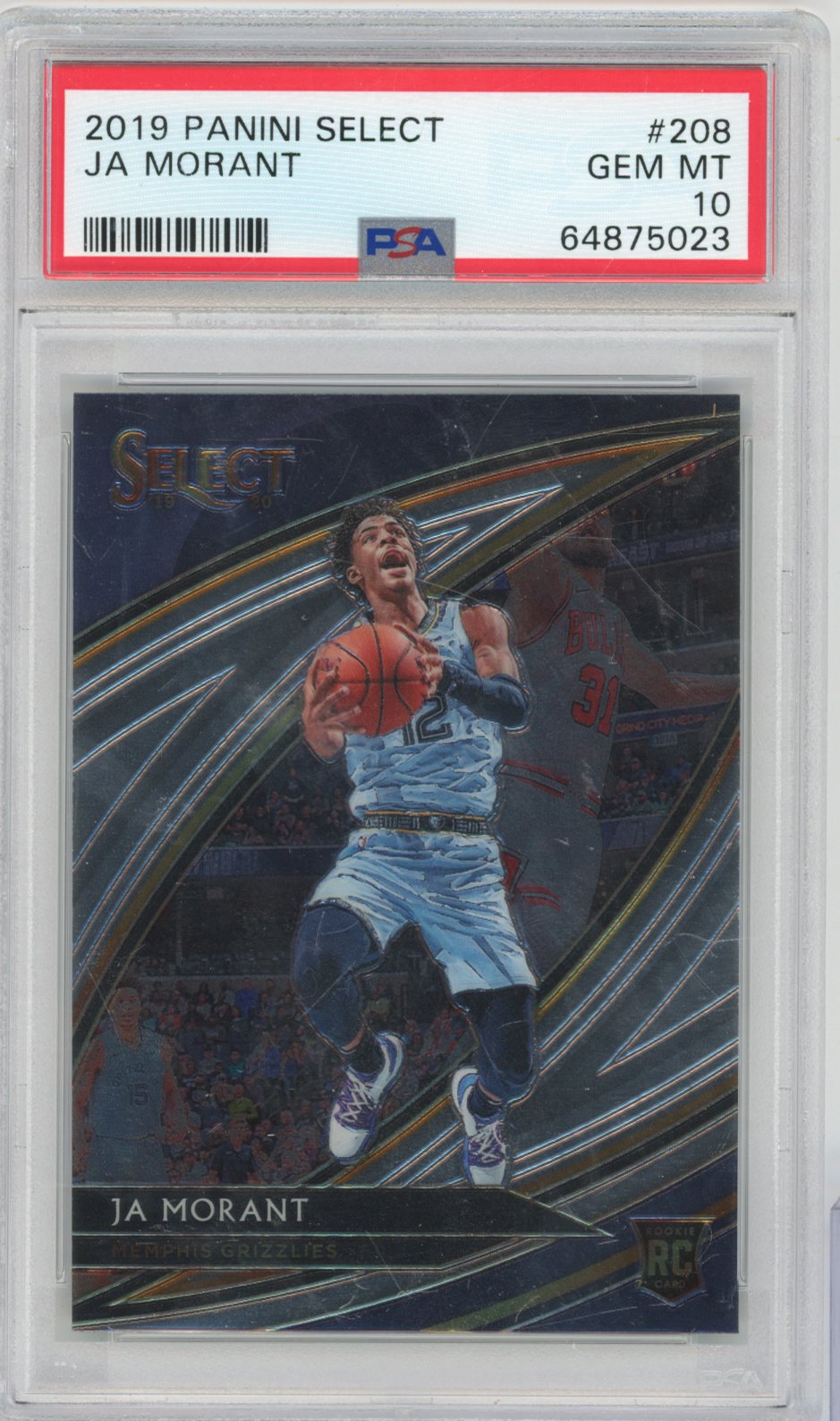 2019 Panini Panini Panini Panini Ja Morant Panini Select Courtside Basketball #208 Ja Morant Select Courtside English PSA 10