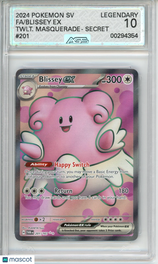 2024 Pokemon Twilight Masquerade Blissey ex #201 LEGENDARY AGS 10