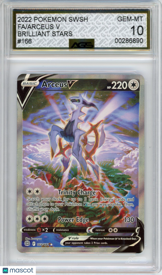 2022 Pokemon Brilliant Stars Arceus V #166/172 AGS 10